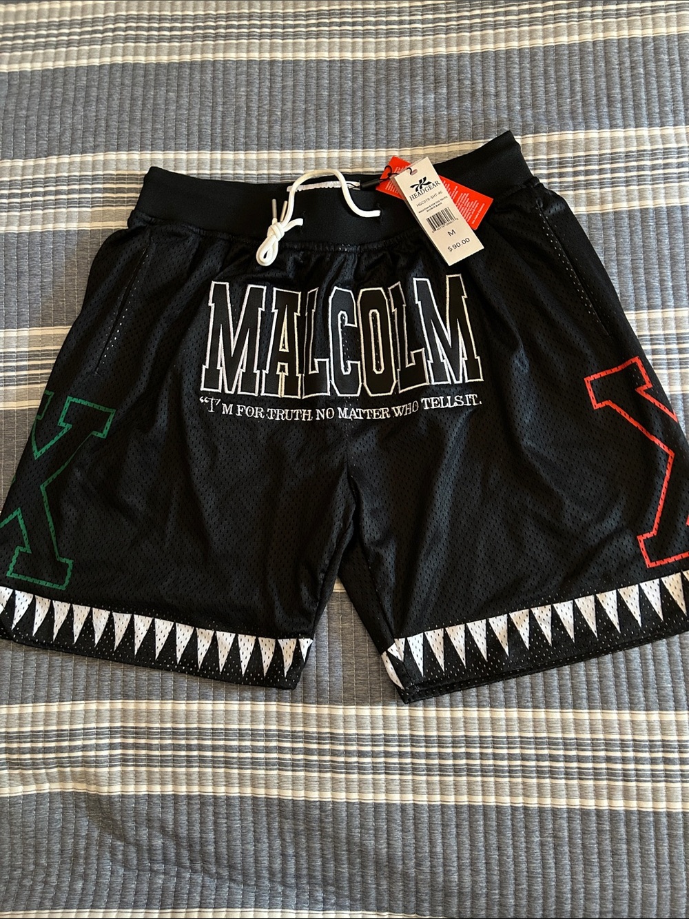 Headgear Classics, Malcolm X basketball shorts NWT